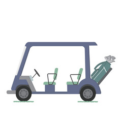 キャディバッグを乗せたゴルフカート