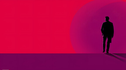Fototapeta premium abstract red background with human silhouette