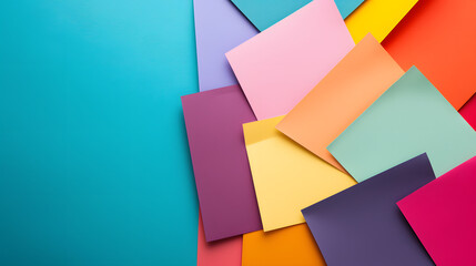 minimalist background with colorful sheets of paper