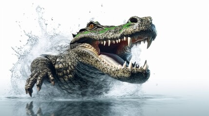 Fototapeta premium Alligator crocodile in water Ai Generative