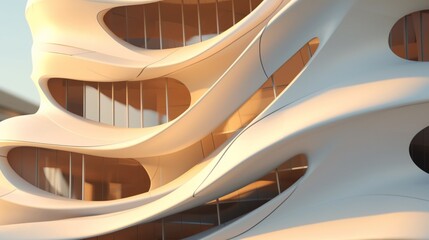 Abstract modern architecture with wavy Ai Generative