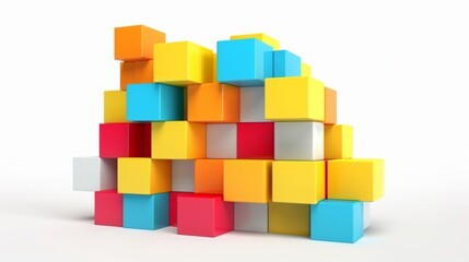 Obraz premium Abstract 3d geometric shape of colorful squares Ai Generative