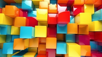 Obraz premium Abstract 3d geometric shape of colorful squares Ai Generative