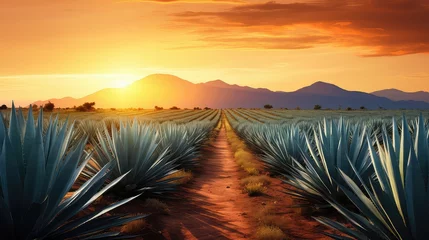 Fotobehang background agave tequila drink field illustration cactus nature, mexico agriculture, landscape mexican background agave tequila drink field © vectorwin