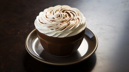 The perfect spiral formed by whipped cream atop a mocha.