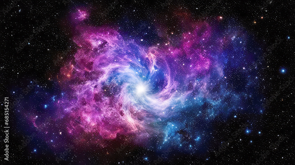 Wall mural universe filled with stars, nebula, spiral galaxy on a dark space background, wormhole, gas cloud in