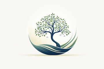 Green tree logo circle tree logo design