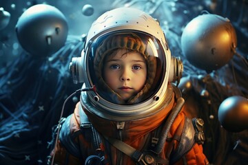 astronaut little boy in space