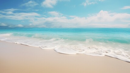 The tranquil ebb and flow of ocean waves on a pristine beach.