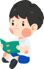 happy kid student read book