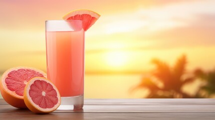 Fototapeta premium orange citrus juice drink grapefruit illustration sunrise background, ice alcohol, glass fruit orange citrus juice drink grapefruit