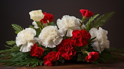christmas decoration with red and white roses bouquet