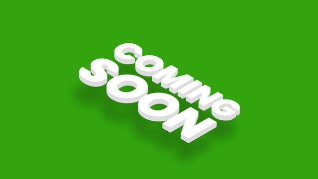 coming soon isometric animation on green screen.