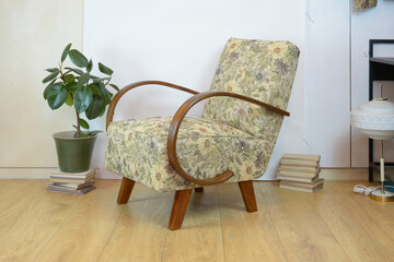 Armchair from the fifties. Czechoslovakia furniture desing. Restored chair with new upholstery....