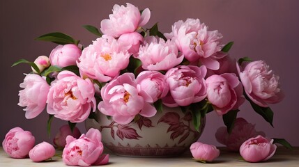 Delicate pink peonies arranged with precision, creating a stunning visual impact.