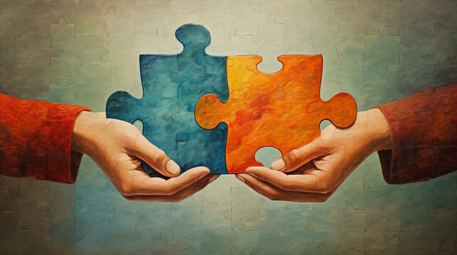 Pi&egrave;ces de puzzle color&eacute;es dans des mains