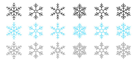  Snowflake icons collection isolated on white background. Snowflakes icons. Snowflake vector 