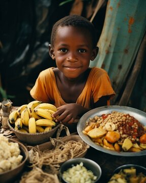 African child eating bananas