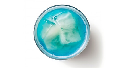 blue Hawaii cocktail isolated on white background. Top view. Flat lay.