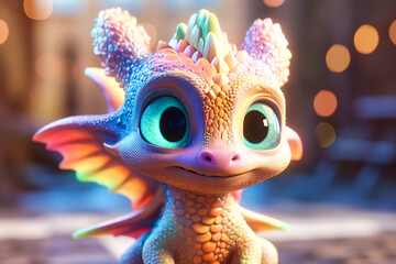 adorable little dragon with big eyes