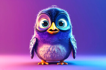 a cute little adorable penguin with big eyes - obrazy, fototapety, plakaty