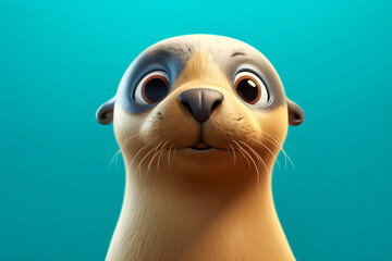 a cute little adorable sea lion with big eyes