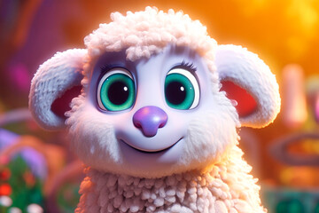 a cute little adorable sheep with big eyes