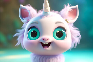 a cute little adorable unicorn with big eyes