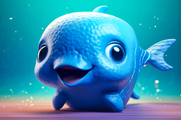 a cute little adorable whale with big eyes