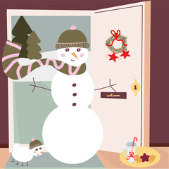 snowman with snowdog