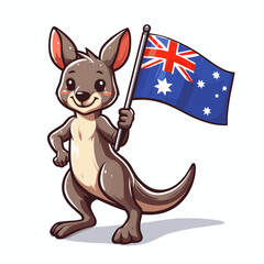 vector hand drawn australia day with kangaroo and flag