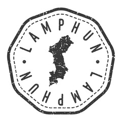 Lamphun, Thailand Map Stamp Retro Postmark. Silhouette Postal Passport. Seal Round Vector Icon. Badge Vintage Postage Design.