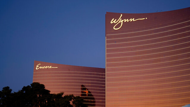 Wynn and Encore Hotel and Casino in Las Vegas at night - LAS VEGAS, USA - OCTOBER 31. 2023