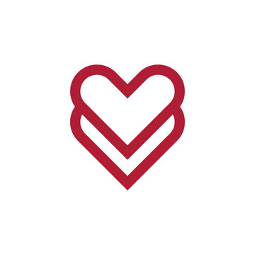 modern letter V love heart logo design