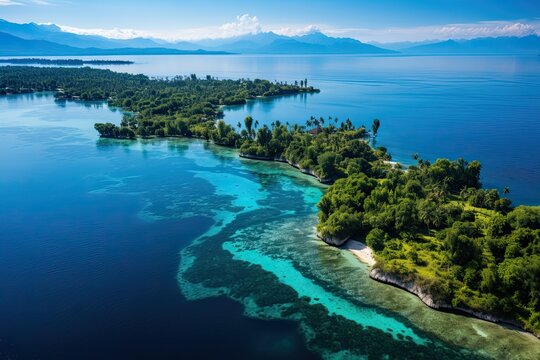 Solomon islands landscape. Aerial drone view. Generative AI Art. Beautiful view.