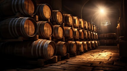 beverage vine wine drink wine barrels cellar illustration oak wooden, wood liquor, row vino beverage vine wine drink wine barrels cellar - obrazy, fototapety, plakaty