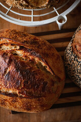 Sourdough bread details contrast colors