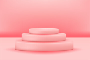 Podium Valentine soft pink 3d simple illustration