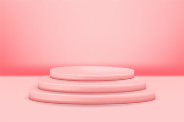 Podium Valentine soft pink 3d simple illustration