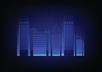 city skyline in black background