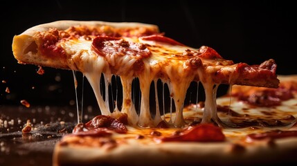 background tasty pizza food photo illustration delicious cheese, crust toppings, sauce slice...