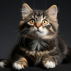 Fototapeta premium Innocent Curiosity: Portrait of a Young Tabby Cat on a Clean Background