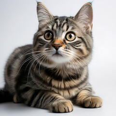 Obraz premium Innocent Curiosity: Portrait of a Young Tabby Cat on a Clean Background