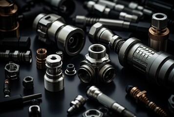 Organized collection of industrial machine parts: a visual representation of the manufacturing industry - obrazy, fototapety, plakaty