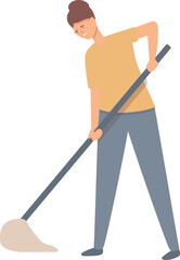 Floor girl cleaner icon cartoon vector. Teenager first job. Office work