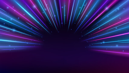 Line Rays Zoom in Motion Effect, Light Color Trails, Landing Page. Vector Illustration