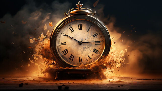 Vieille Horloge enflammée