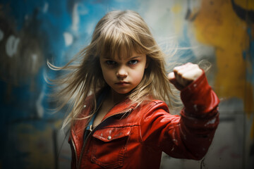 Generative AI image of a confident young girl posing