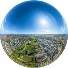 Ausblick auf das westliche Augsburg rund um den Sheridan-Park in Pfersee, Little Planet-Ansicht,...