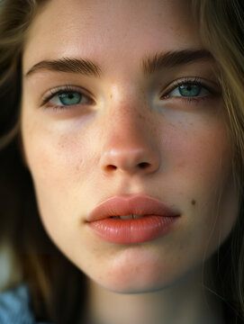 Intense Woman's Gaze in Natural Light Generative AI